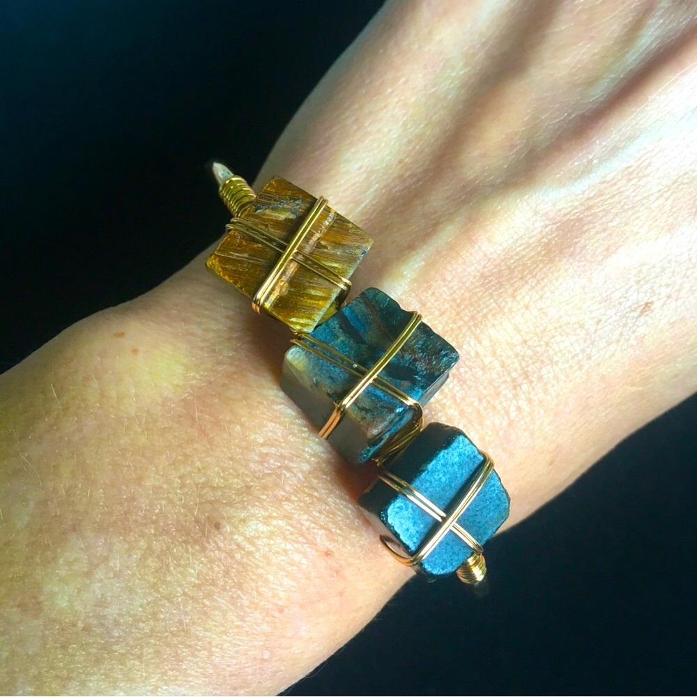 Tigers Eye Natural Stone Bangle Bracelet